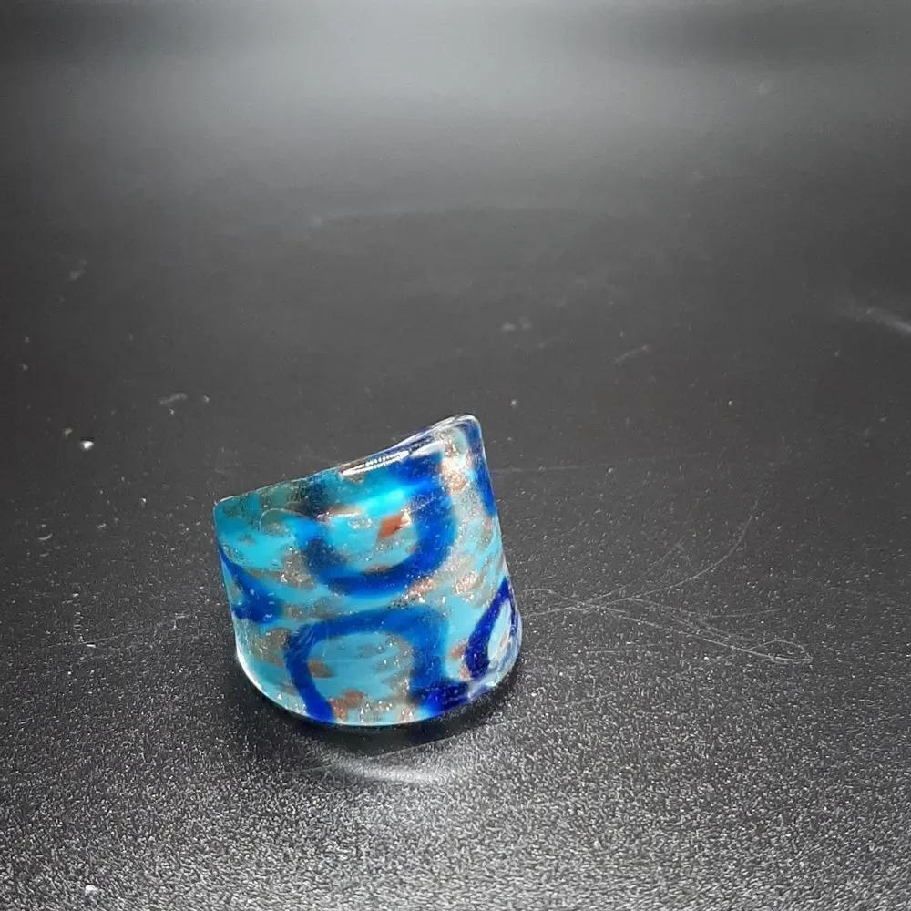Artisan dichroic glass art ring